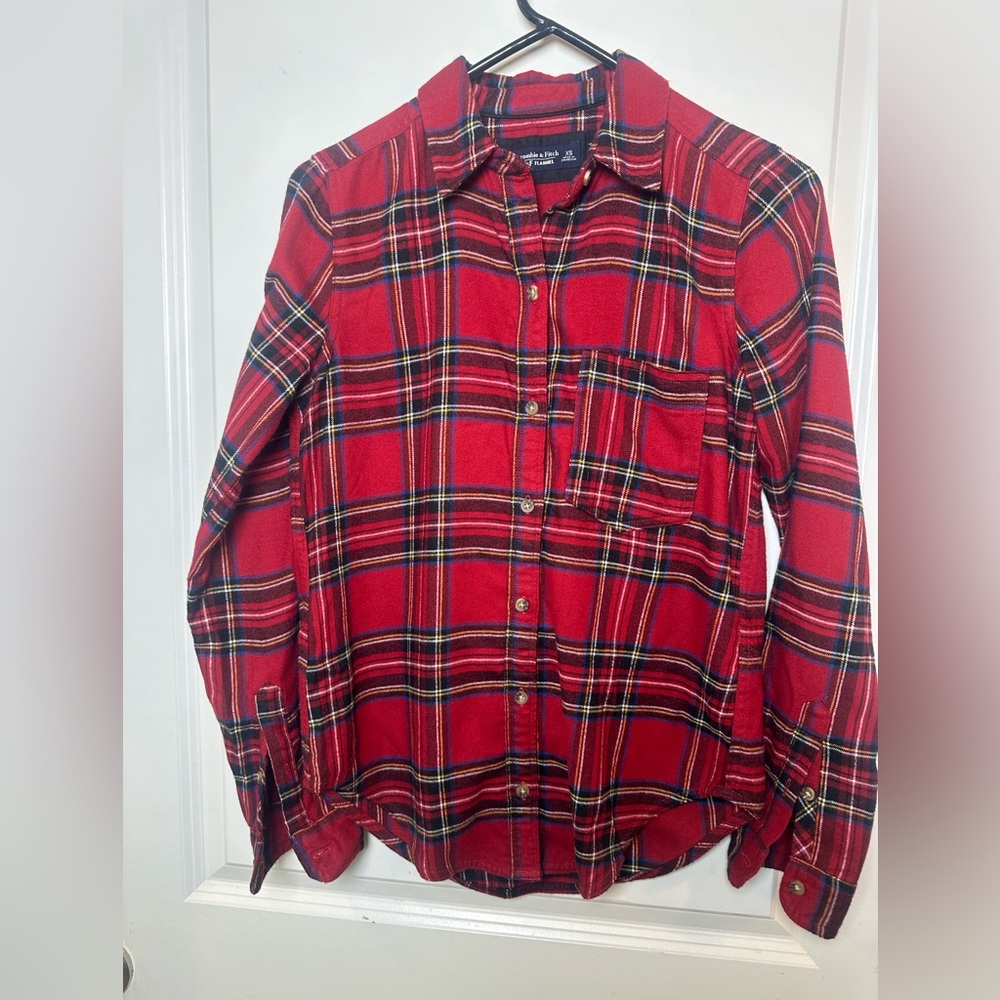 Abercrombie & Fitch Soft AF Plaid Flannel Button Up Top, Size XS